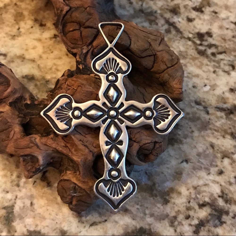 Navajo Designer PTG Large Sterling Cross